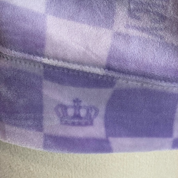 Juicy Couture Y2K Purple Squares Logo Velour Hooded Zip Hoodie Jacket Sz M - Picture 8 of 11